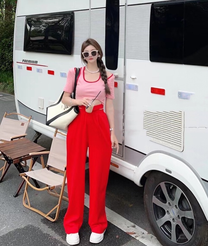 [M2 +] cross Waist Wide Leg casual pants 06078# WTT