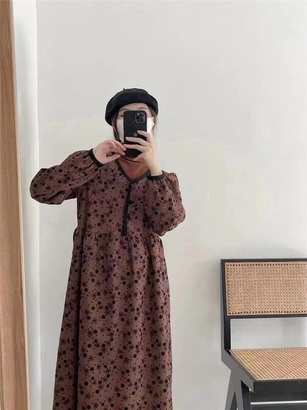 New year in early spring! [Xiangli] Korean Vintage Printed Dress 906# PCZ