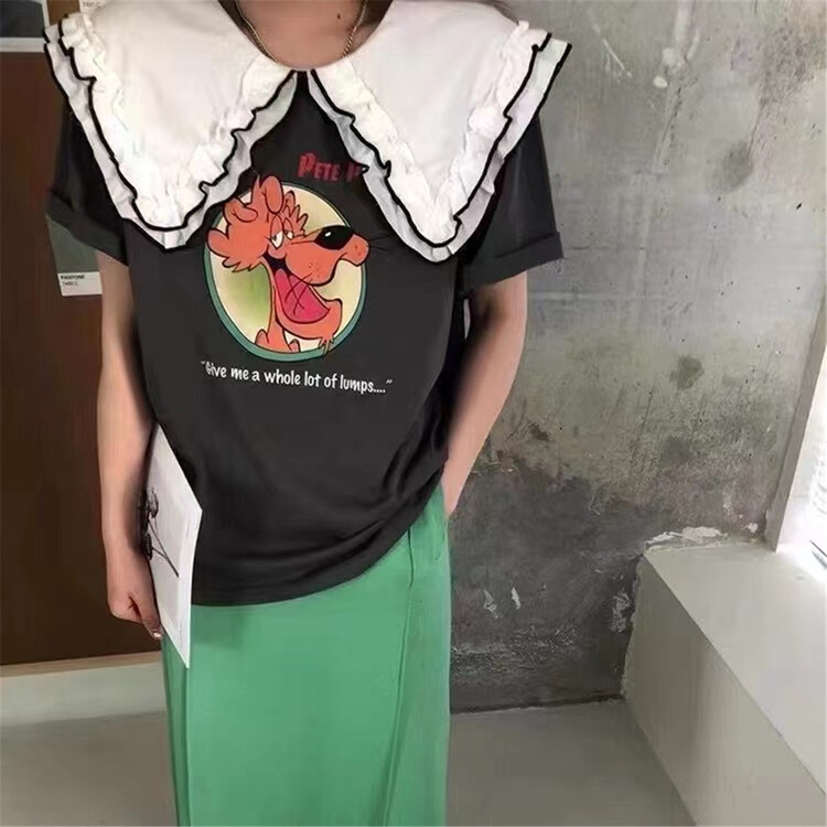 【SUSAN】卡通雙層領減齡甜美短袖T恤  18119#  LSW