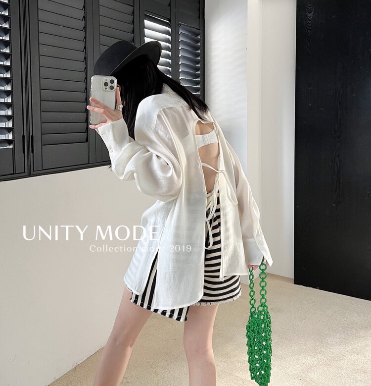 【UNITY】不規則時尚百搭露背防曬襯衫  8010#  CQW