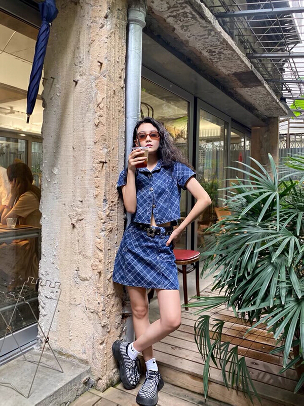 New year in early spring! [LML] Korean short sleeved blouse + High Waist Skirt Set (with belt) l5222# ozq