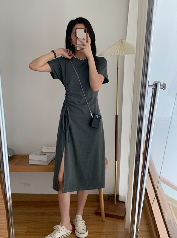 New year in early spring! [victory. 2] Korean solid color thin drawstring dress b1102# WPL