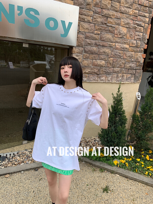 New year in early spring! [at] Korean casual loose Beaded short sleeve T-shirt 56970# LSL