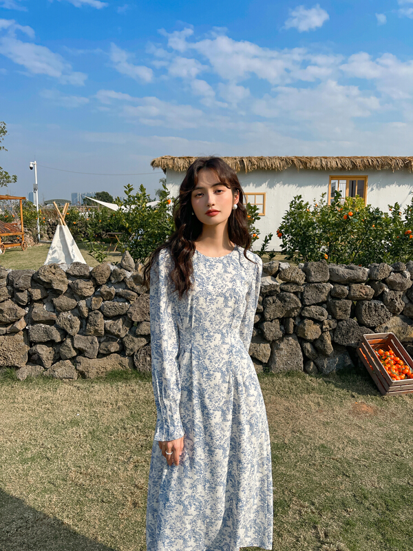goods in stock! [es modish] fashion floral medium length dress ops534a# XYJ