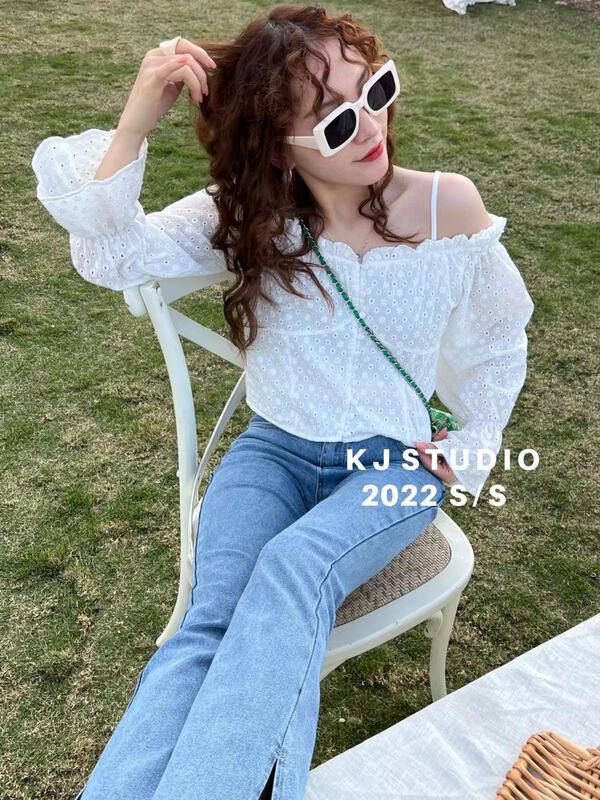 New year in early spring! [kJ] sling hollow out versatile shirt 5013-1# zxl
