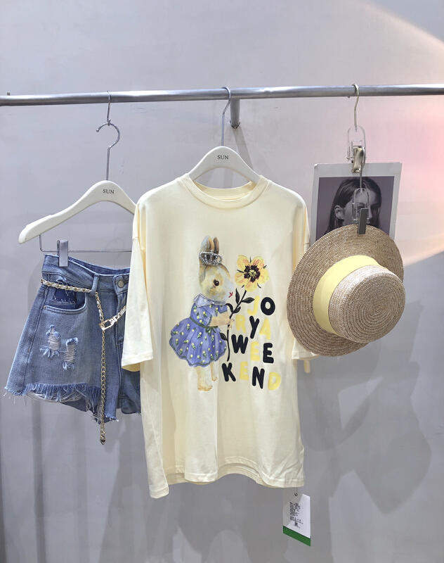 [sun] rabbit Korean loose thin short sleeve T-shirt kr0992# lwy