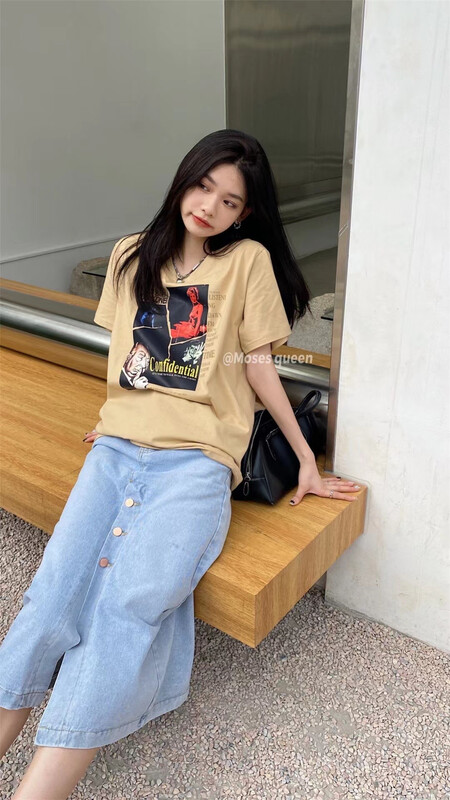 New in early summer! [Moses queen] Korean round neck printed short sleeve T-shirt 50283# XYY