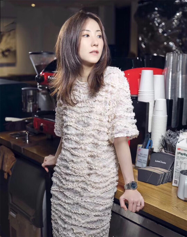 [Cupertino] fashionable and elegant Round Neck Lace stitched dress (with suspender) 8101-1# WPL