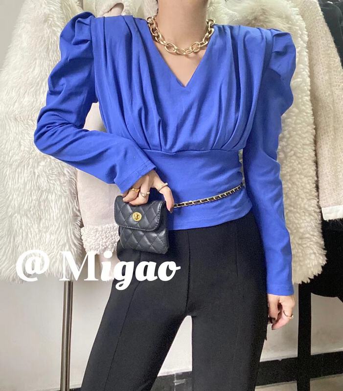 [SME +] temperament bubble sleeve design short blouse 8002# CSX