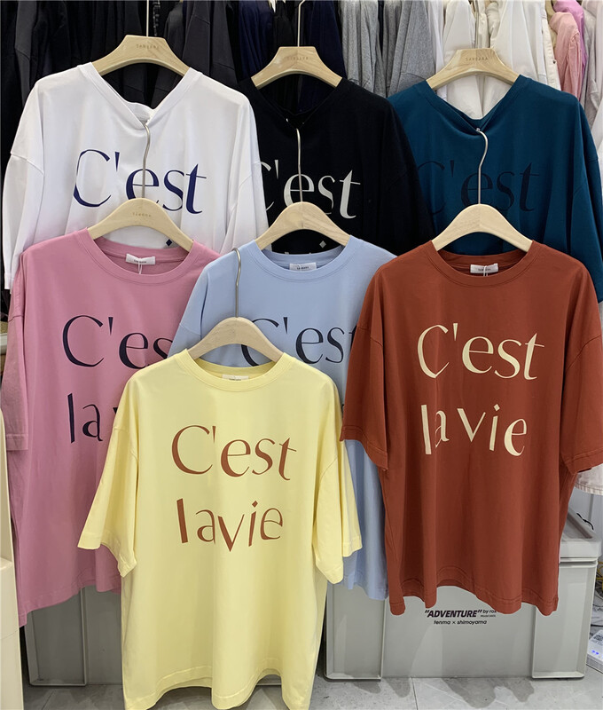 [sanbara] letter print fashion lazy short sleeve T-shirt 9566# LSW