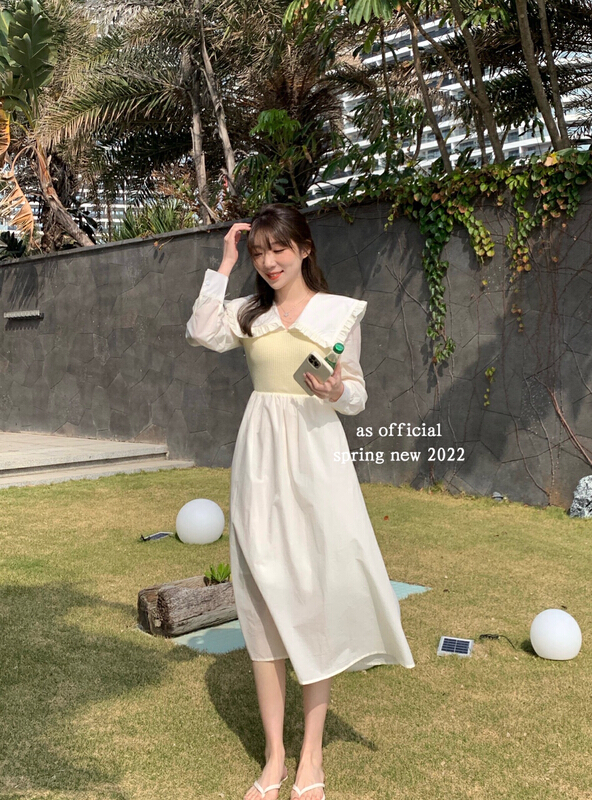 New year in early spring! [as] small fresh knit stitched dress b6510# HBx
