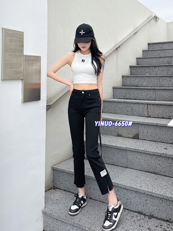 New in early summer! [Yinuo Yinuo jeans] split pipe fashion jeans 6650# ZSY