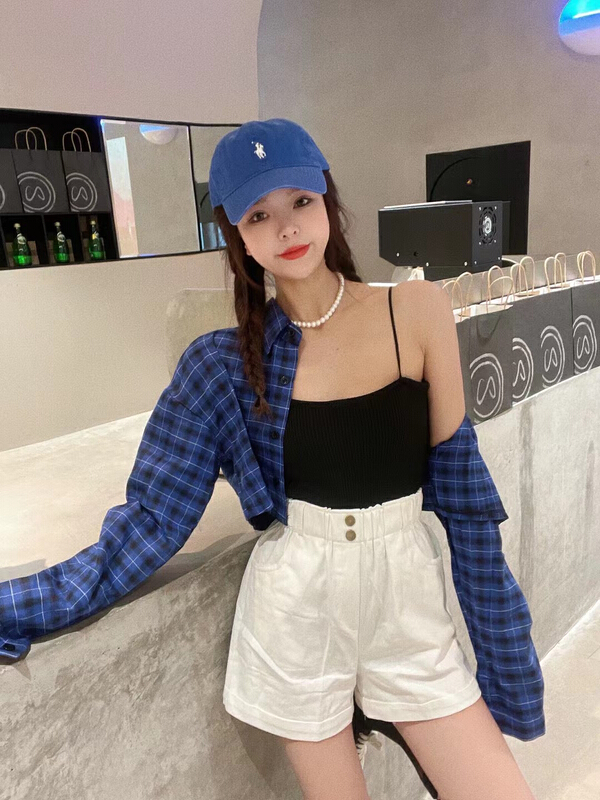 [ruru-clothing 2 store] checkered fashion single breasted sunscreen shirt 638# lwy