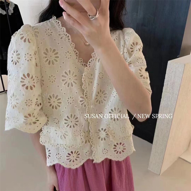 [Susan] embroidered soft aging fashion blouse 19050# LSW