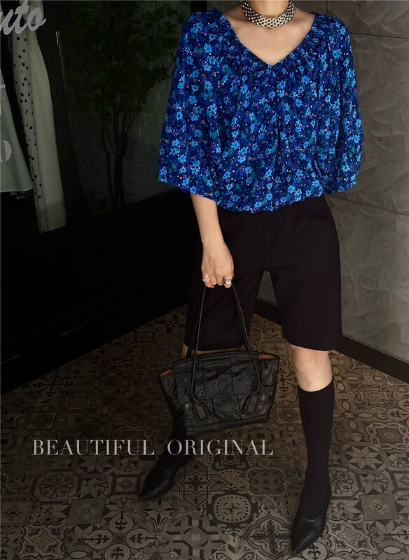 [B-O] flower fashion versatile blouse 67028# XYJ