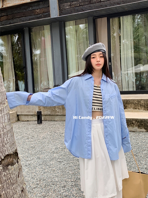 New year in early spring! [hi candy] design sense Versatile Single breasted shirt 7158# XYJ