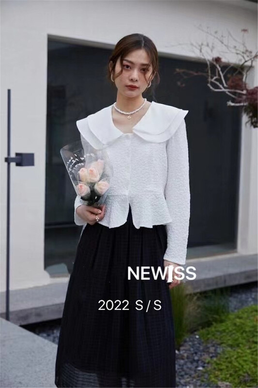 goods in stock! New year in early spring! [Gusha] lady temperament double layer doll collar single breasted blouse 6022# WPL