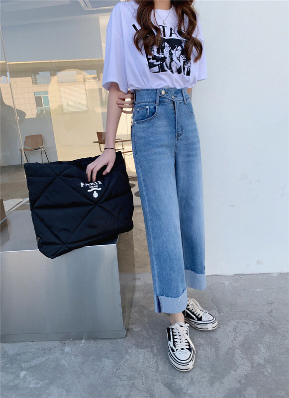 New year in early spring! [x2 square] Korean double button wide leg jeans 1900# ll