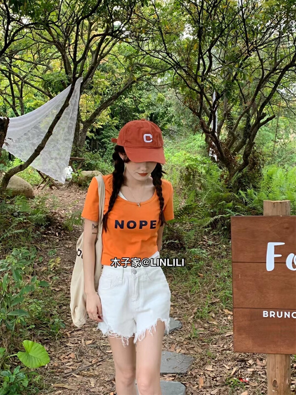 New in early summer! [muzijia] round neck letter short sleeve T-shirt 66885# XYY