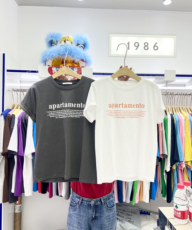 New in early summer! [1986] lettered print casual crew neck short sleeve T-shirt c693# LSL