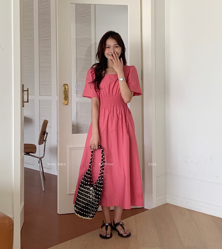 In early summer! [Yiwan y.von] advanced solid color atmosphere dress 8998\xj
