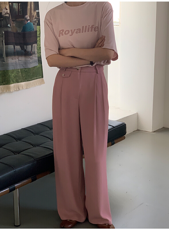 goods in stock! New year in early spring! [the mind] ins Korean style solid color versatile straight tube floor mop casual pants 60051# jhy