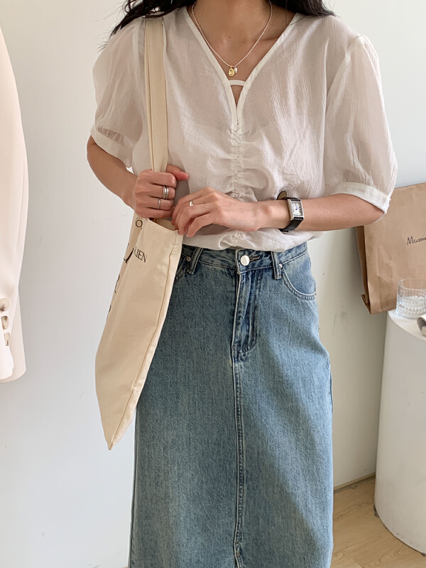 [Tn] Korean version simple retro versatile shirt c2427# cqw