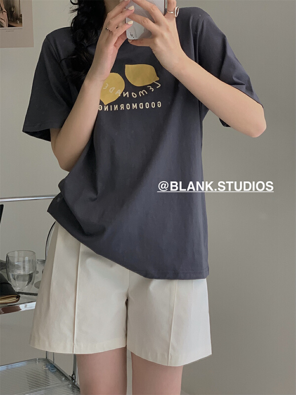 New year in early spring! [blank] simple fashion printed short sleeve T-shirt 522067# WPL