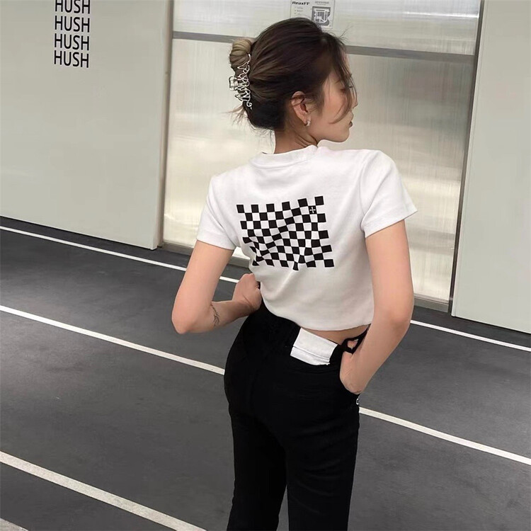 New in early summer! [INSS] round neck letter printed fashion shirt 60200-1# LSL