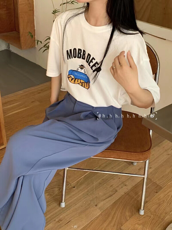 [HH] Korean round neck cartoon printed short sleeve T-shirt 3396# L