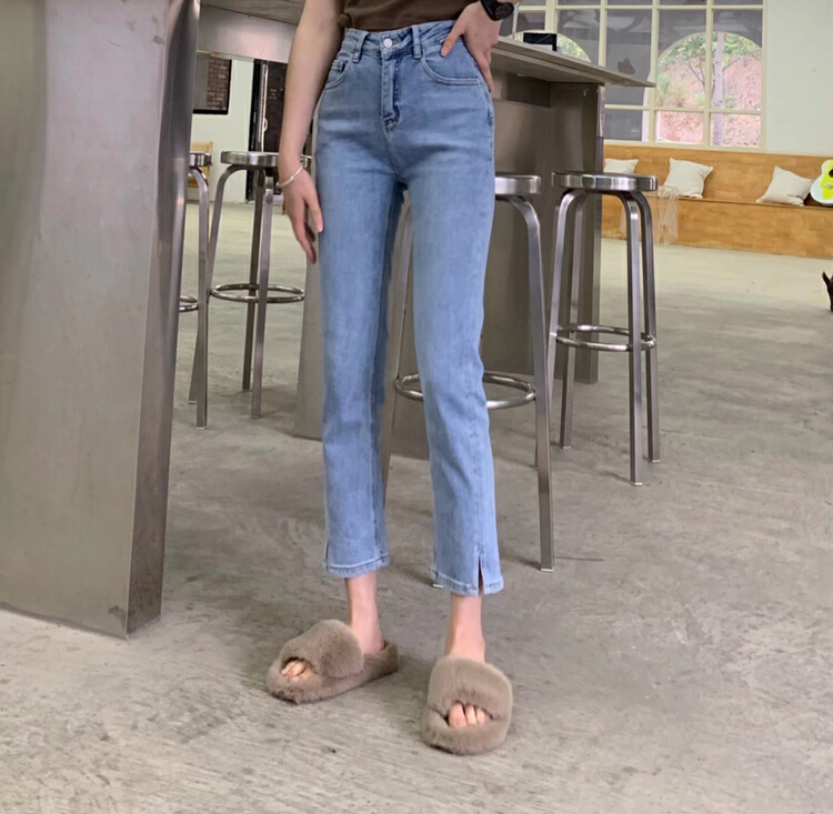 Original price 130.84! New year in early spring! [1980] Korean slim fit design Vintage Jeans light blue 65033 + dark blue 65073 + white 650# zyh
