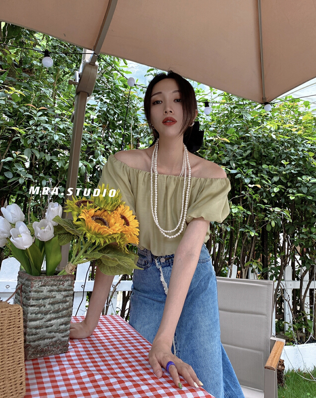 New in early summer! [MRA] Korean fashion bubble sleeve shirt xt5030# zxl