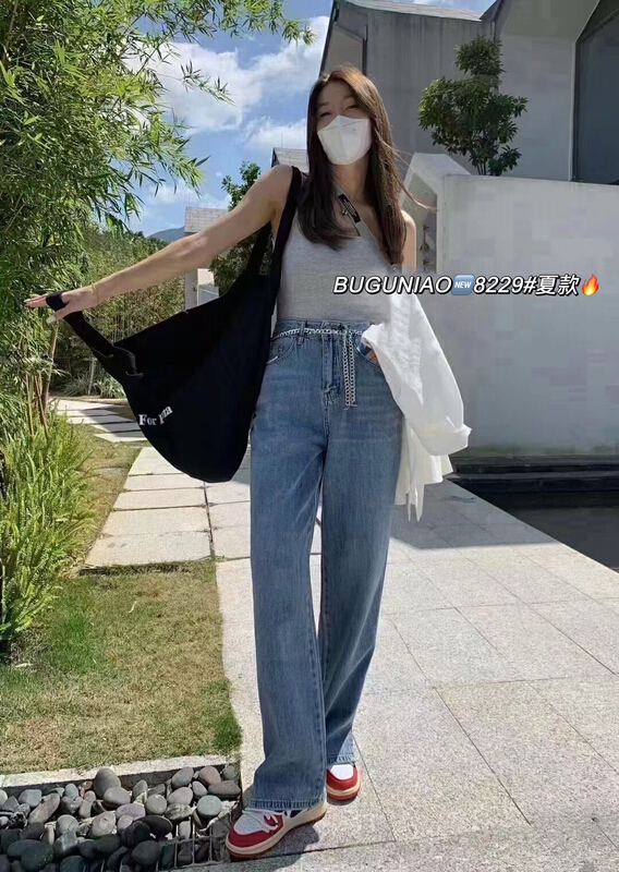 [cuckoo] Korean style wild style wide leg jeans (with chain) 8229# WTT