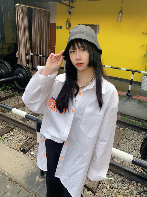 New in early summer! [ylanvo] Korean versatile loose letter fashion shirt x030# CSX
