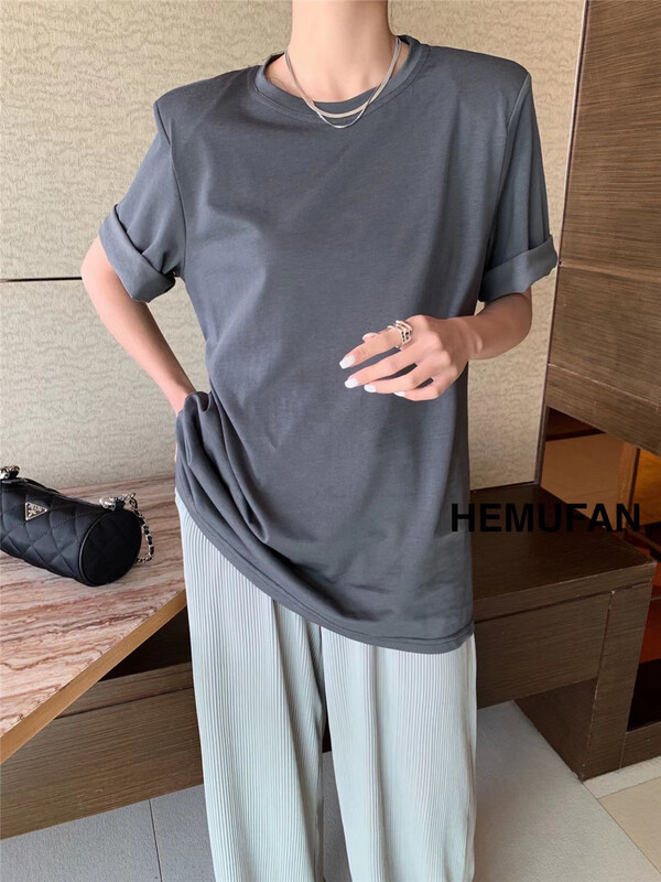 Early spring! [hemufan hemufan] Korean Pullover solid short sleeve T-shirt 3520# L