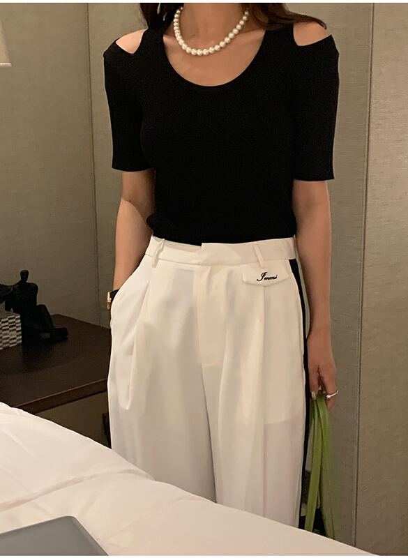[the mind] crew neck hollow shoulder fashion sweater 71037# XYJ
