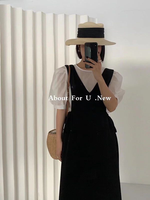 [about for u] Korean style simple bubble sleeve blouse (only selling blouses) 66185# lwy