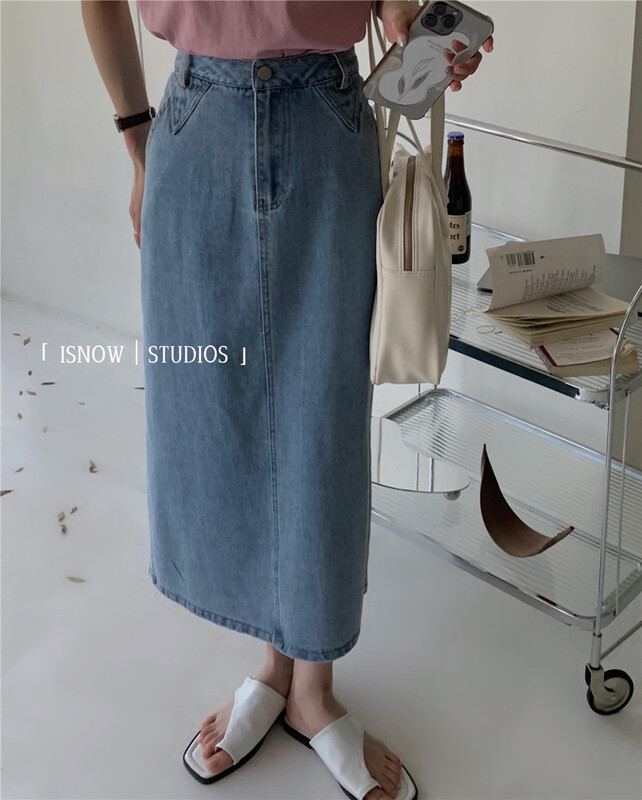 goods in stock! New in early summer! [I snow] Korean high waist split slim skirt 2323# WPL