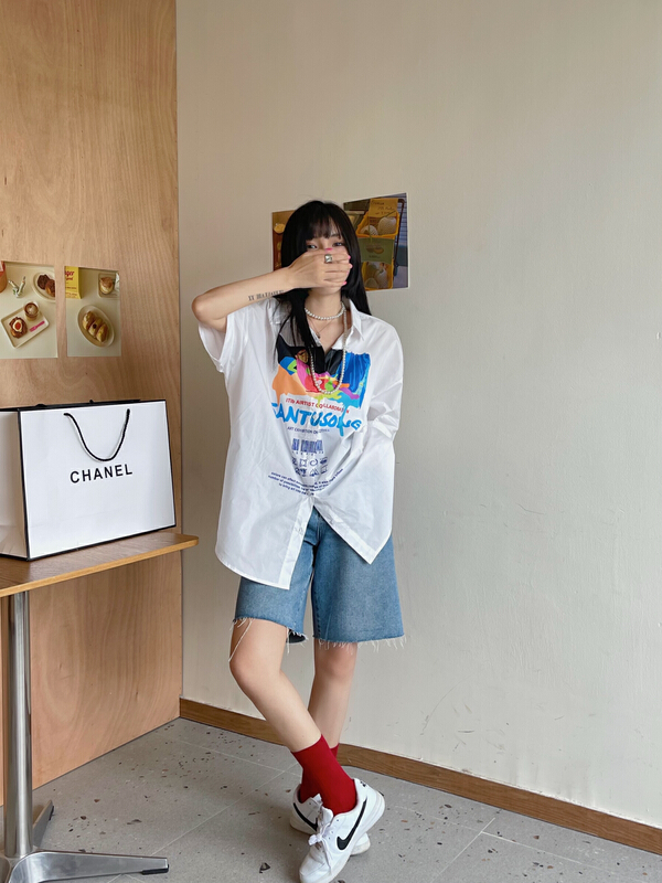 [hm.makai] fashion personalized printed casual shirt 3011# ozq