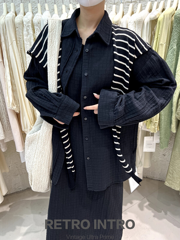 [Rin] simple temperament cotton linen solid color clean shirt r21007# cqw