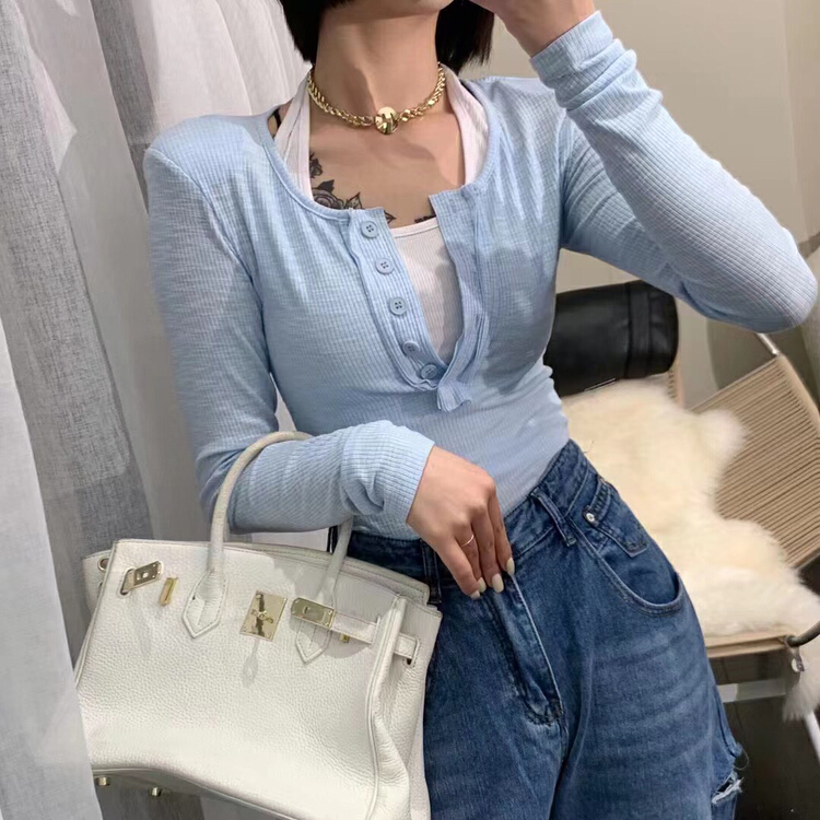 goods in stock! New year in early spring! [FF. Studio] fashionable girl's neck suspender Vest + simple solid color versatile blouse set 2360# ozq
