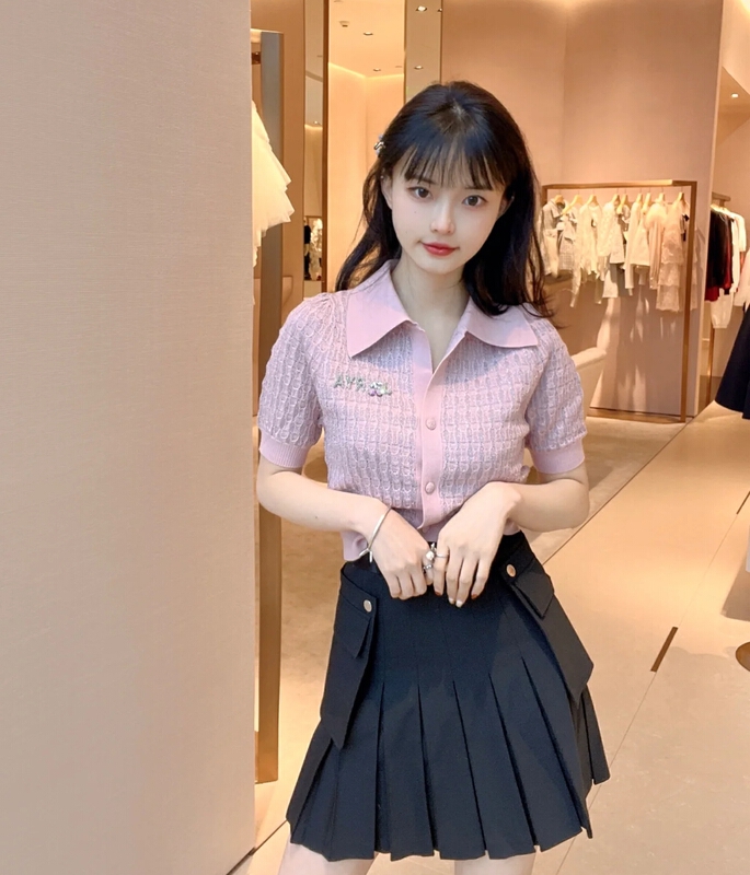 [pan] celebrity bead design short sleeved knitted cardigan 00525# PCZ