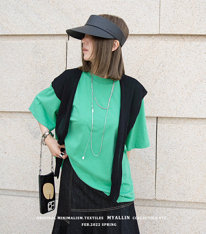 New year in early spring! [myallin] Korean simple loose short sleeve T-shirt 8007# ozq