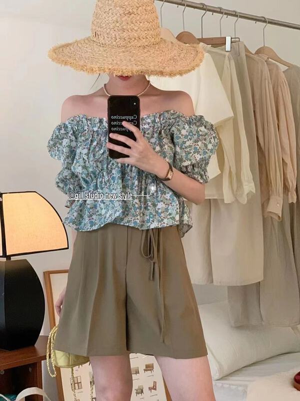 [gill] Korean Vintage Floral short shirt 7033# zjy