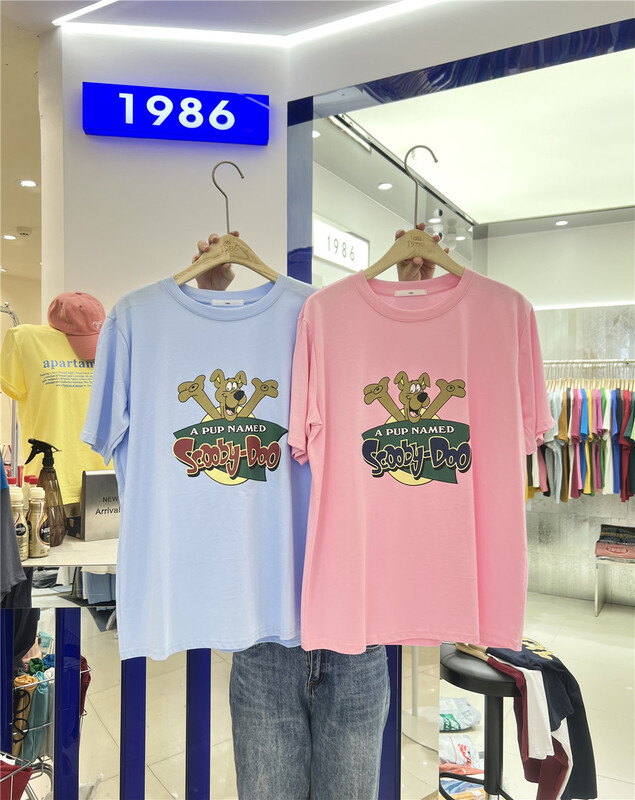 [1986] cartoon printed letters short sleeve T-shirt c855# LSL