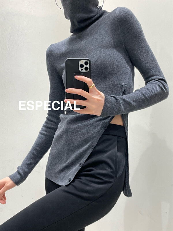 [especial] solid color high neck bottomed shirt (20% wool content) 2080# YYW