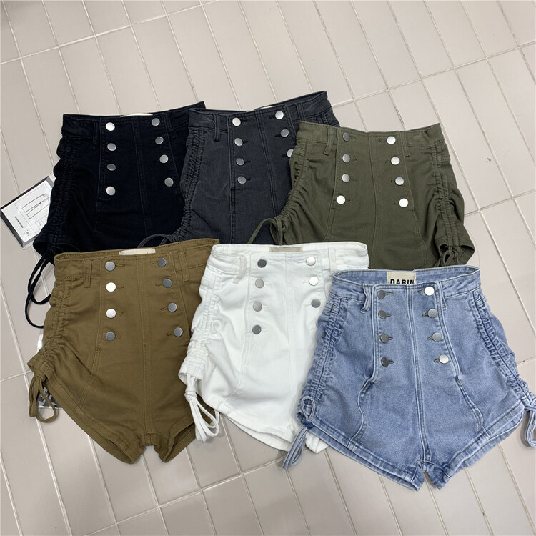 [X1] drawcord design, vintage and slim denim shorts w431# LSL