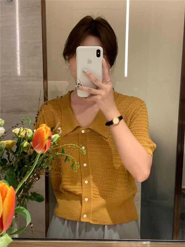 New in early summer! [feeding] Korean fashion Polo neck versatile shirt ys3-5816# cqw