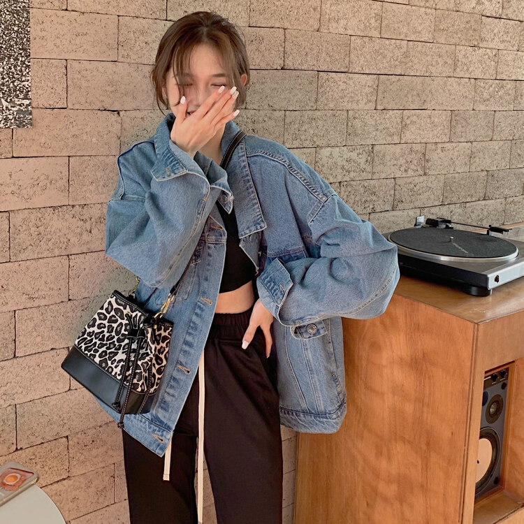 New year in early spring! [timely rain] Han Feng ins retro casual loose denim coat 21120# jhy