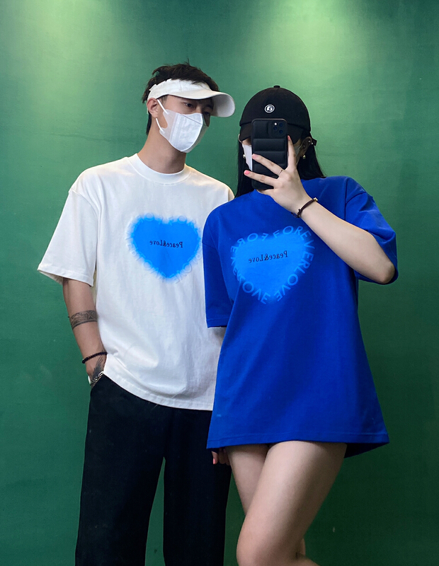 New in early summer! [TPY] 240g heavy cotton Korean print Pullover short sleeve T-shirt -1# ZZL